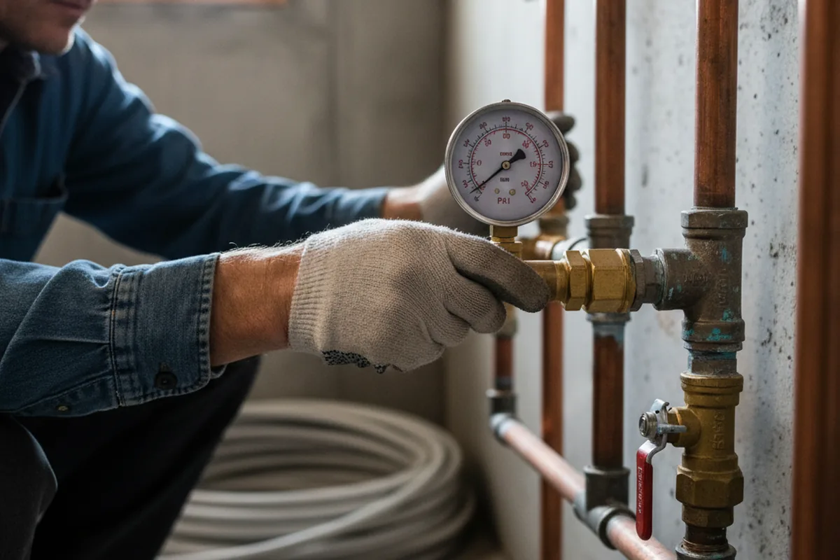 Pressure testing a repaired line during Water Line Repair in Wallington